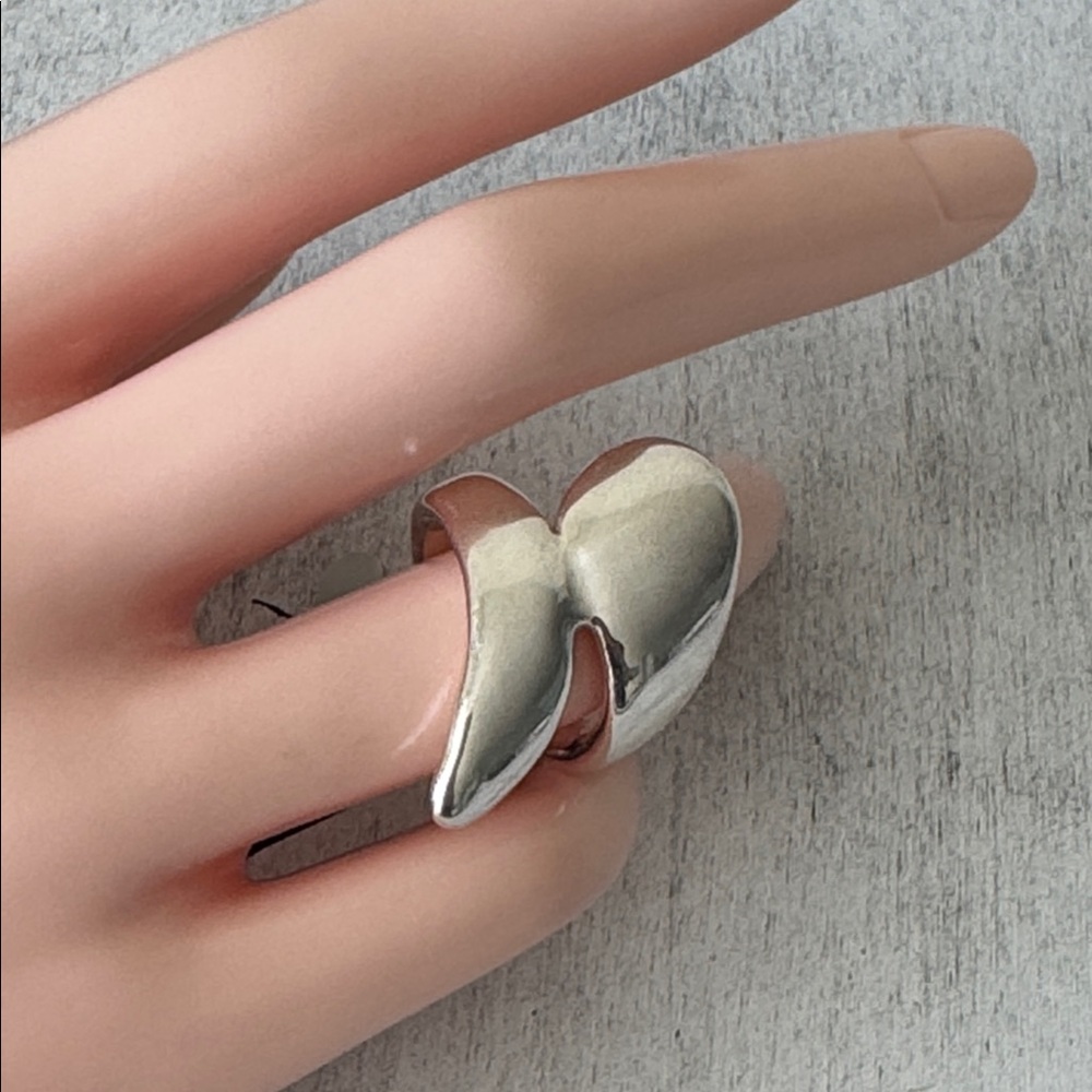 ! E&L Israel Sterling Silver Abstract Sculptural Electroform Ring Sz. 7